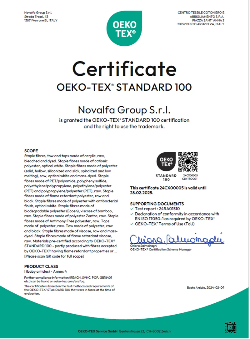Certificato OEKO-TEX® — Standard 100
